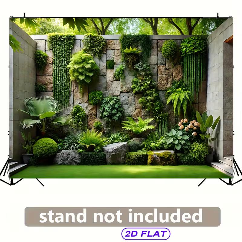 Green Plant Wall Tapestry, Tropical Courtyard Background Cloth, Calming Nature Wall Decor