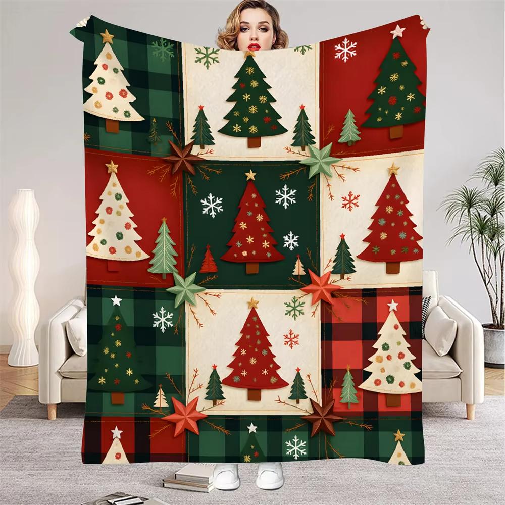 

Christmas Tree Flannel Blanket All Season Breathable Warm Home Bed Throw Comfortable Soft Skin Friendly 75x90cm
