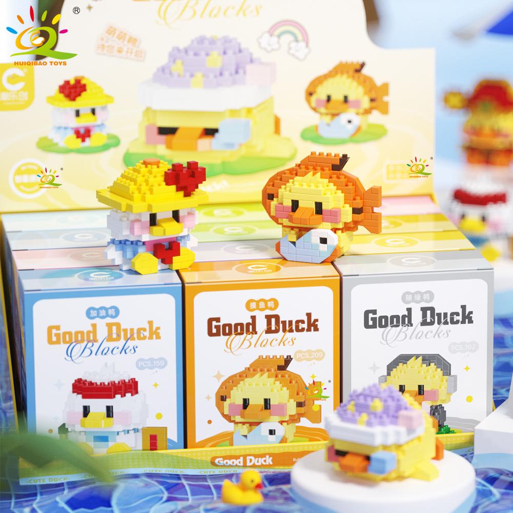 Mini Cute Duck Cosplay Dress Animal Micro Building Block 3D Diamond Model Brick DIY City Construction Toys for Children