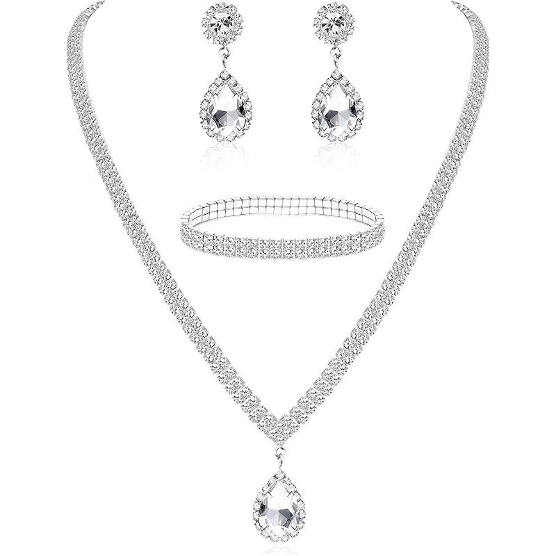 New Style Jewelry - Metal Necklace and Earrings - Wedding Bride Set Combination