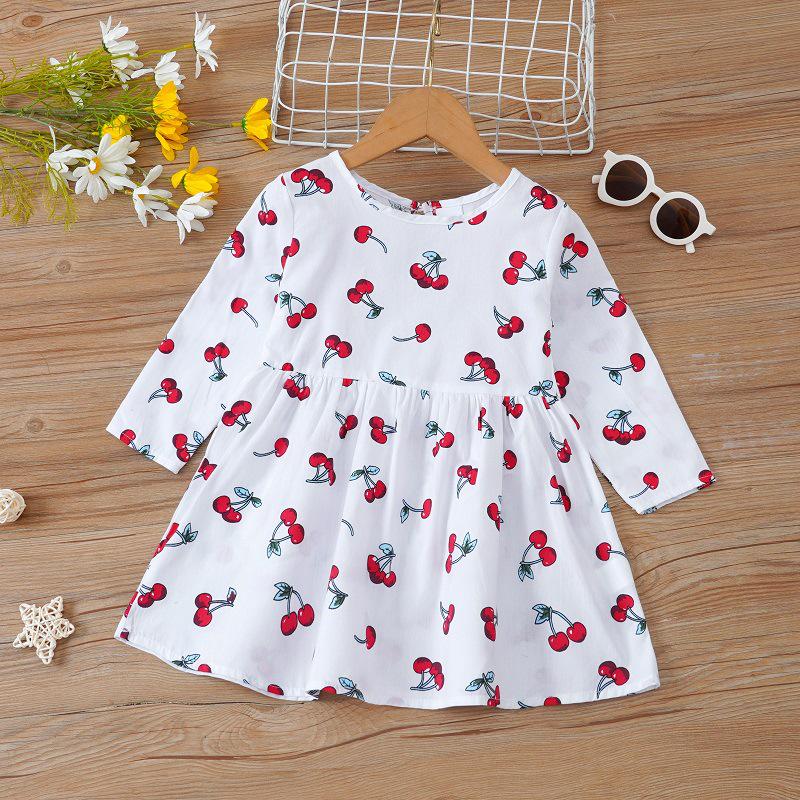 Korean Princess Long-Sleeve Floral Dress for Girls - Spring & Autumn Collection