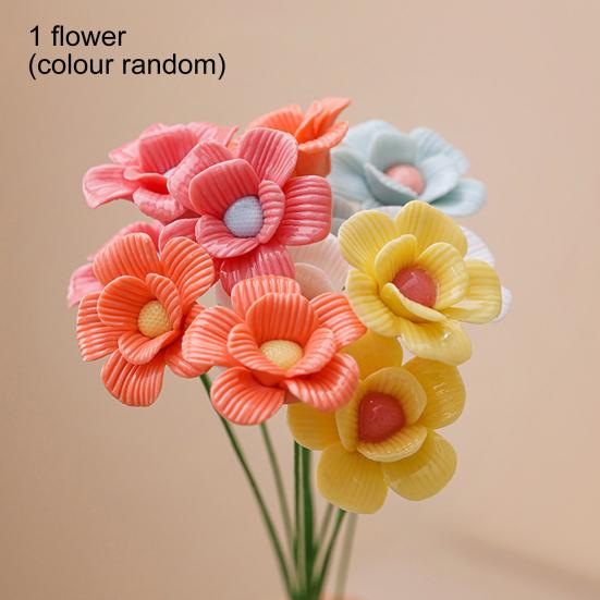 Fleur Céramique 3D Faite à la Main Fleur Artificielle Réaliste Décoration Bouquet de Fleurs Éternelles pour Salon Table à Manger Bureau Maison Décoration Vase