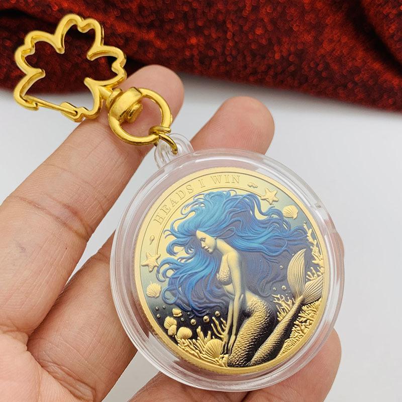 Syrena, Posrebrzana, Moneta Decyzyjna, Kreatywny Prezent Miłosny, Moneta, Kreskówkowy Dziecięcy Medal Pamiątkowy