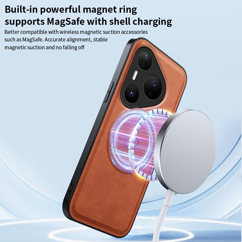 Беспроводная зарядка Магнитный чехол для Huawei Pura 80 Pro 80 Ultra P80 Защитная крышка PU кожаная оболочка Coque Funda