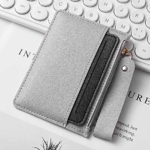Ultra-thin PU card holder female Korean version of the zipper coin purse multi-card slot simple fashion compact card holder anti-degaussing