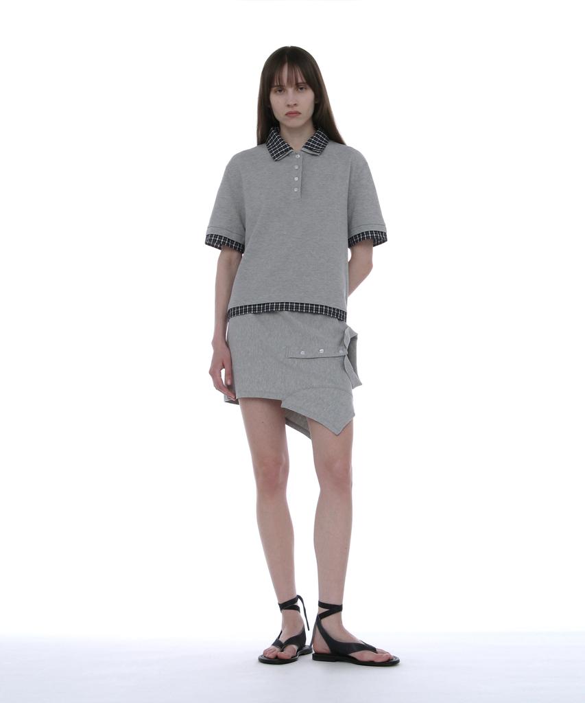 PARTIMENTO WOMEN Double Layered Polo Tee_Melange