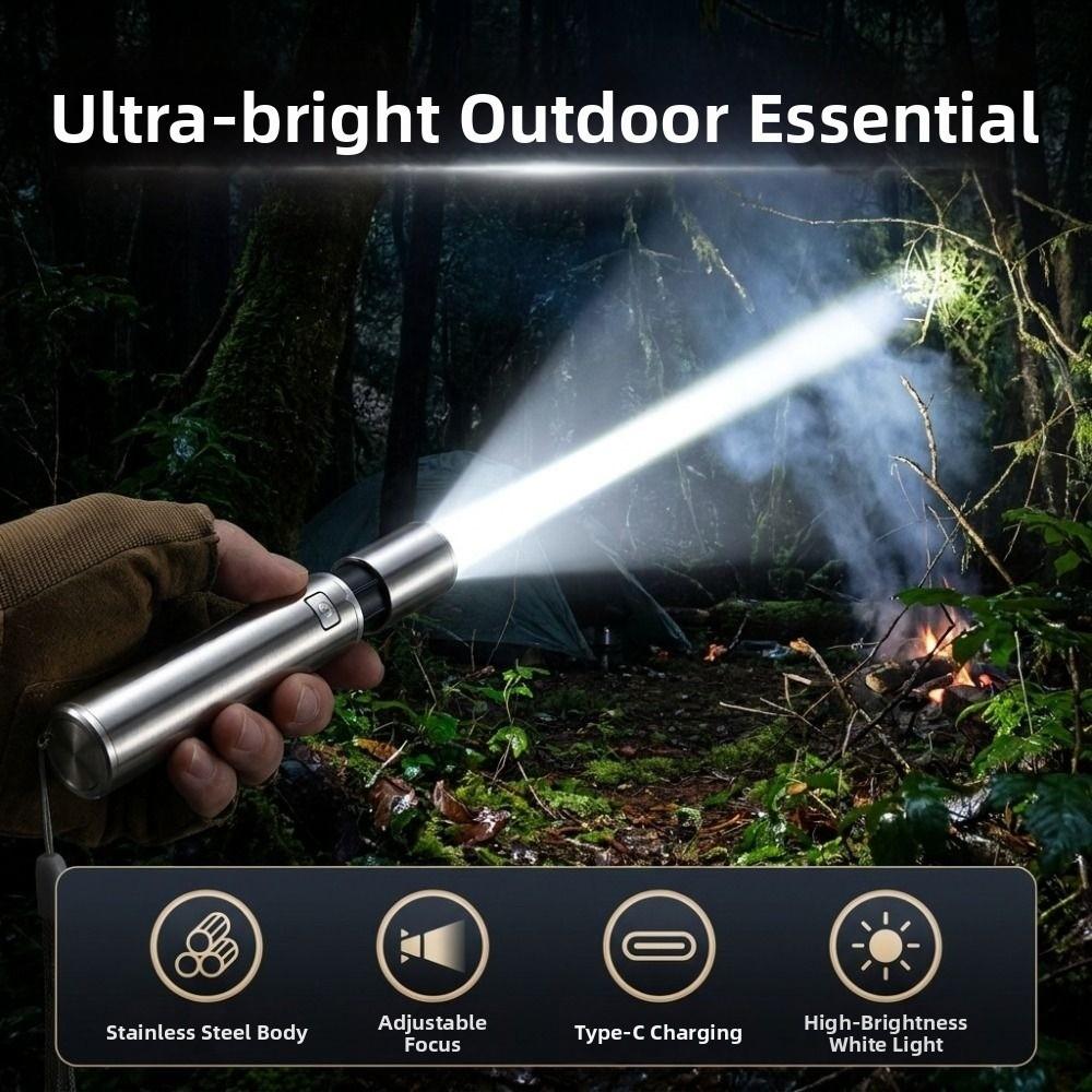 Rechargeable Strong LED Flashlight Waterproof Emergency Zoomable Lantern Handheld Torch Fishing