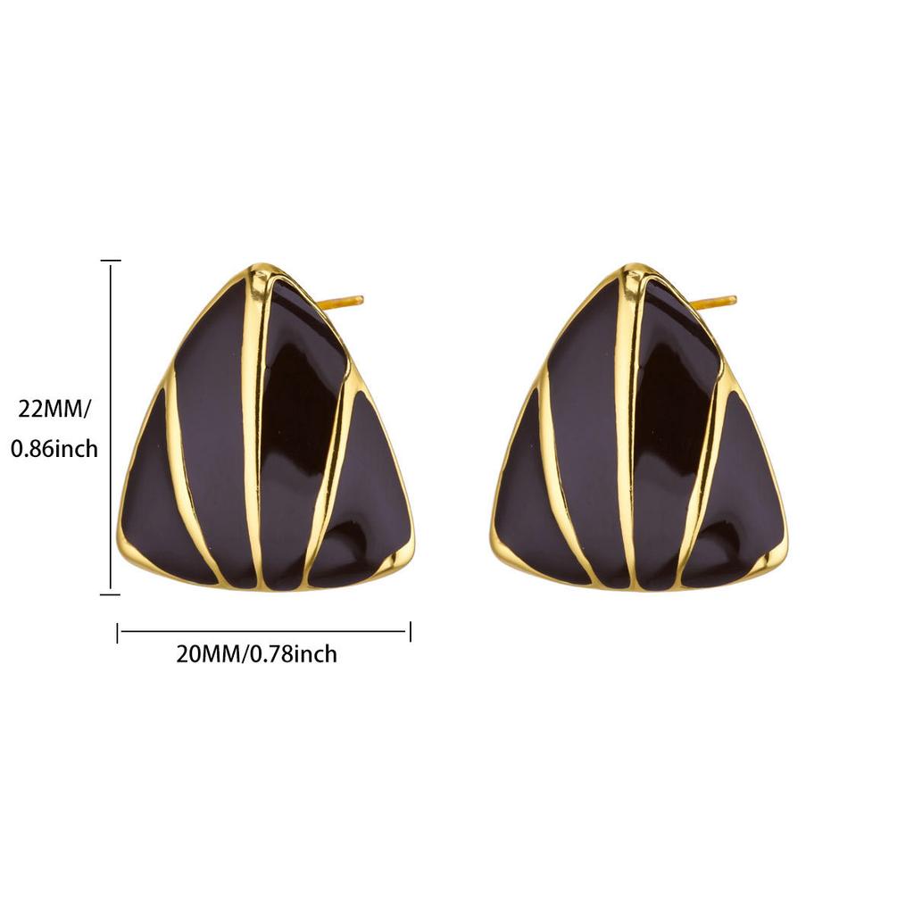 Colored Geometric Triangle Oil‑Drop Stainless‑Steel Women Earrings, New‑Chinese‑Style Niche Personality Ear Jewelry