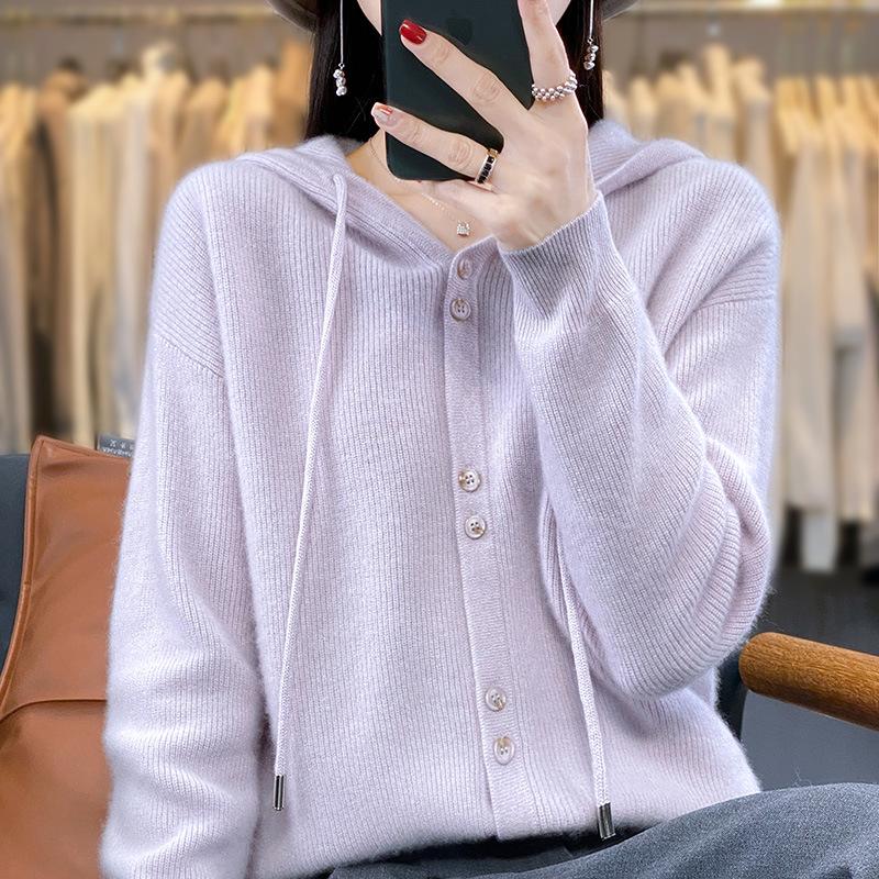 

Осень и зима новый кардиган с капюшоном толстовка женский вязаный свитер с длинным рукавом универсальное пальто верхняя одежда пуловер свитер женский S