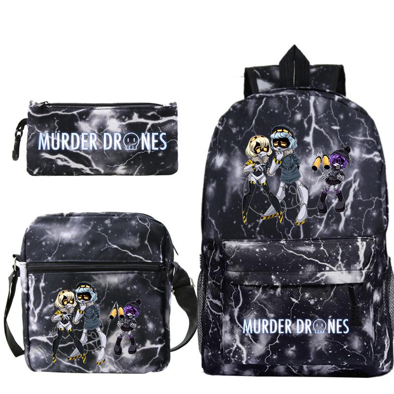 Murder Anime Peripheral Printed Children's School Bag Set Cross-border Leisure Student Backpack Three-piece Set
