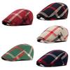 Stylish Unisex Beret Cap Vintage Plaid Pattern In 5 Colors