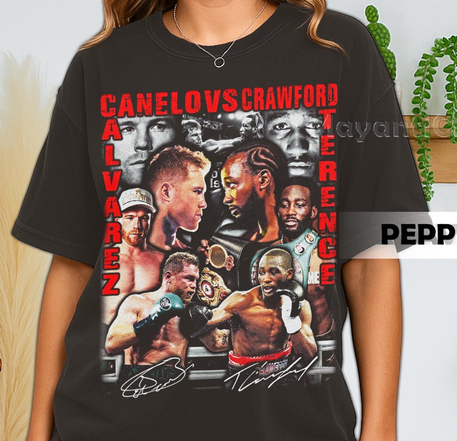 Retro 90 s Comfort Colors Canelo Alvares VS Terence Crawford T-Shirt, Canelo VS Crawford Boxing Fan Bootleg T-Shirt, Gift For Women and Man S