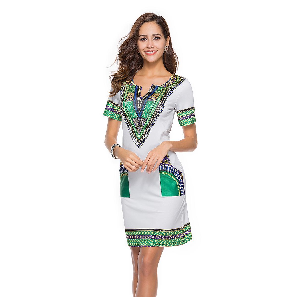 Модное женское платье с принтом в национальном стиле 3XL чёрный/зелёный — фото 14