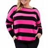 Women's Sweater Striped Oversize Black Pink