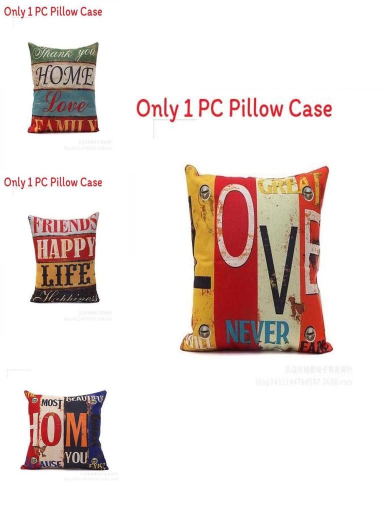 Premium Housse De Coussin Carr Coton Imprim Lettres Rtro Mlang For Timeless Elegance