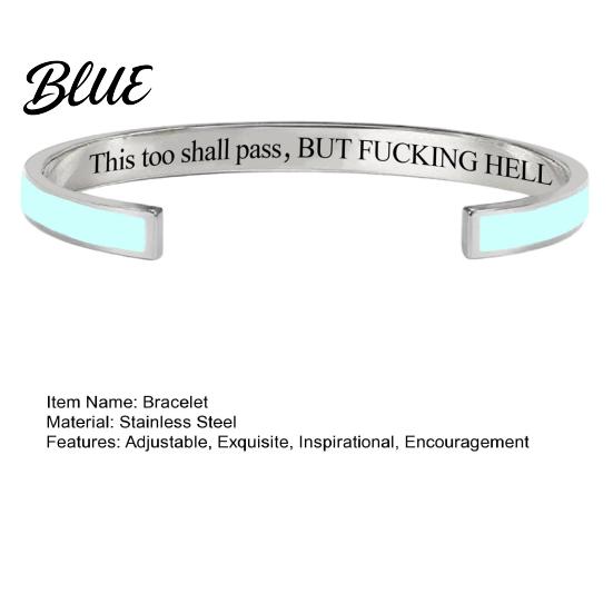 Adjustable Open Cuff This Too Shall Pass Mantra Bracelet Engraved Motivational Inspirational Bracelet Bangle Hidden Information Encouragement Jewelry