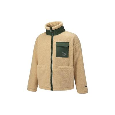 Puma FW22 Jacke aus Faux-Shearling mit gesticktem Logo Unisex Oberbekleidung Kaffee 539570-20