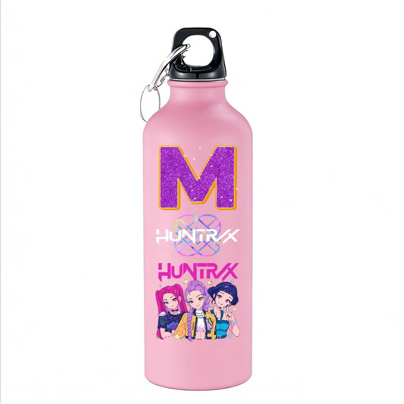 High Quality 500ml KPop Demon Hunters Kids Sport Water Bottle Letter A-Z Rumi Mira Zoey Outdoor Bottle Large Capacity Girl School Drink Cups