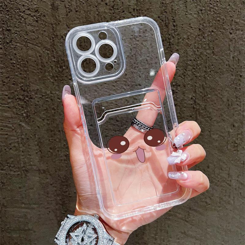 Kartenfach Halter Silikon Brieftasche Tasche Hülle Für Oppo Reno 14F 12F 13F iPhone 14 16 15 Redmi Note 12 13 Pro Samsung A54 A24 Hülle Transparent Handy Bumper