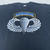 Vintage Airborne Shirt Mens M/L Black Paratrooper Wings Military USA 90s Tee