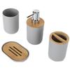 4Pcs Bathroom Accessory Set Bamboo Waterproof Durable Gift Toothbrush Cup for Home HotelGrey