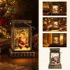 Warm LED Lantern Retro Christmas Night Light, Hand Painted Miniature Fairy Tale for Cozy Living Room Light Holiday Home Decor, Plastic Decorative Lamp