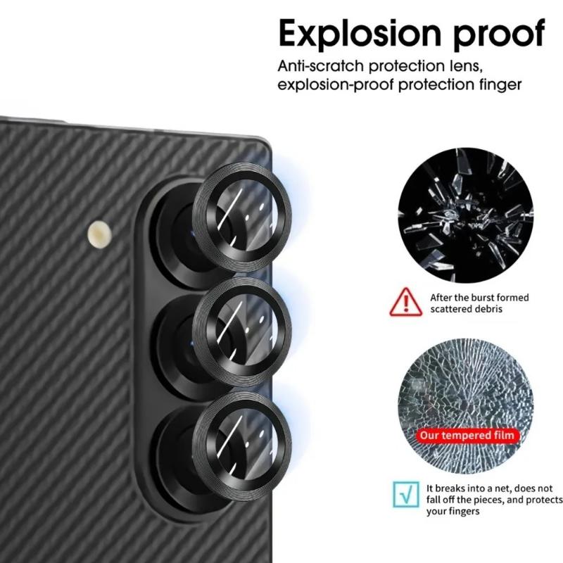 3D Legierung Metallring Gehärtetes Glas Kameraobjektiv Schutzkappe Für Samsung Galaxy Z Fold/Flip 8 7 6 5 Hinten Kratzfest Vollabdeckung
