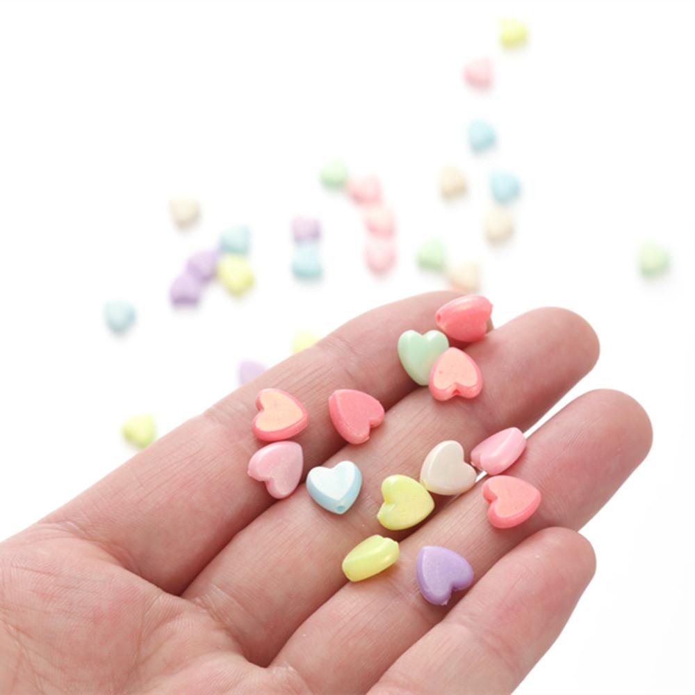 50/100Pcs/lot 8.5*9mm Multicolor Plastic Love Heart Spacer Beads for Diy Handmade Necklace Earring Jewelry Making Accessories