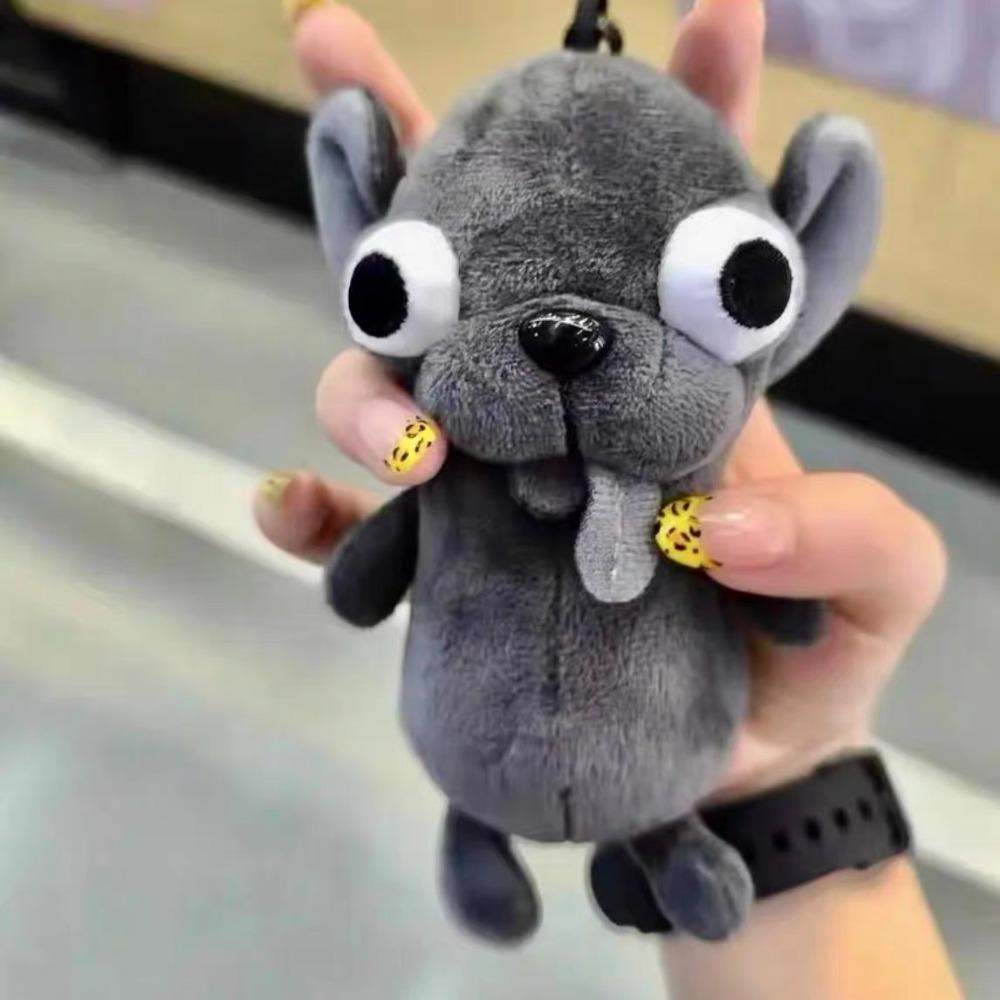 Viraal IG Grappige Lelijke Schattige Chihuahua Pluche Sleutelhanger, Vreemd Knuffel Poppetje Tas Hanger Cadeau United States gray