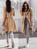 2021 Women's Autumn/Winter Wool Coat - Solid Color, Mid-length with Tie-up