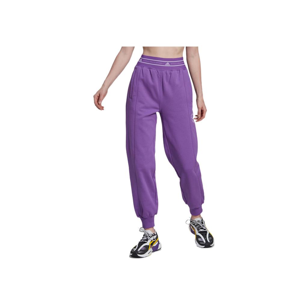 Adidas Stella McCartney Sw Pt Ml Joggers de Cintura Alta con Logo a Rayas para Mujer Parte Inferior Morado HM3818