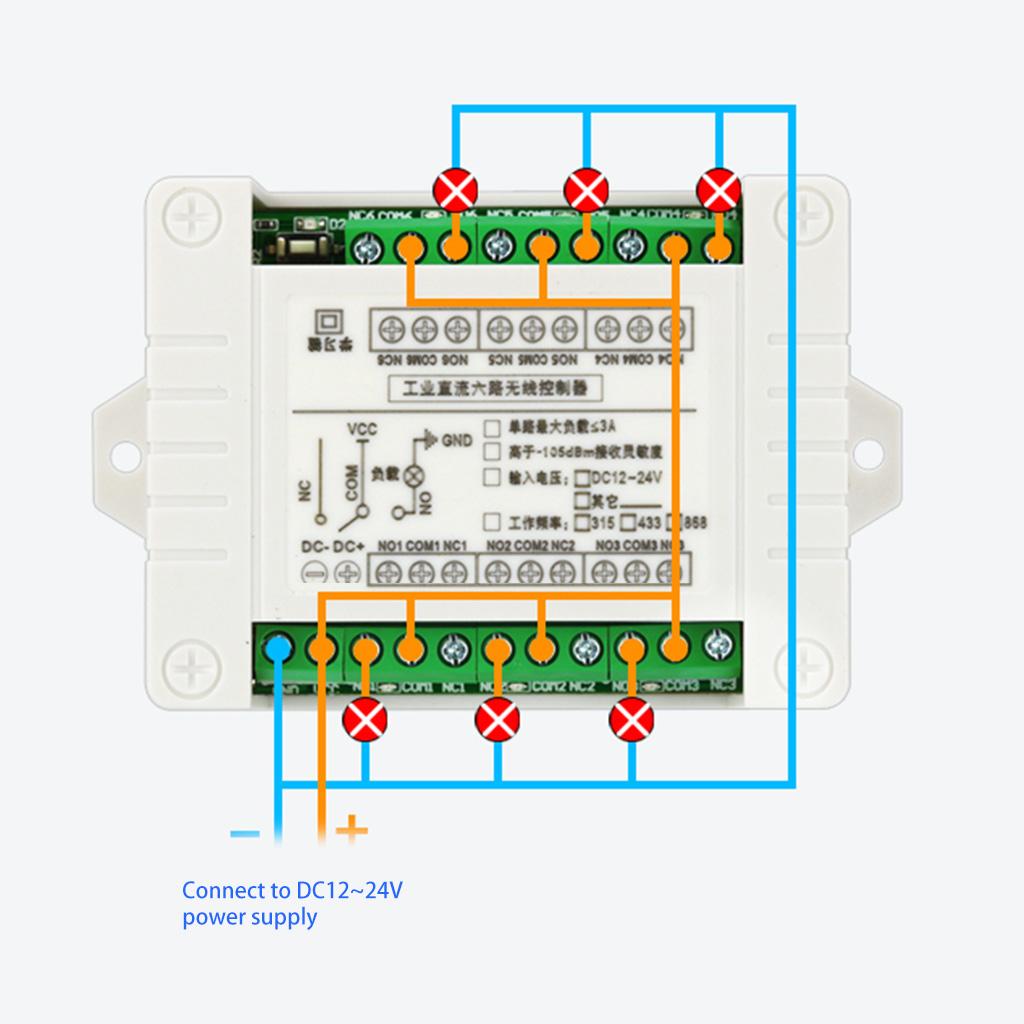 DC 12v 6ch 6ch Rf 315/433mhz Wireless Remote Control Switch System,3000m Long Distance, Transmitter + Receiver