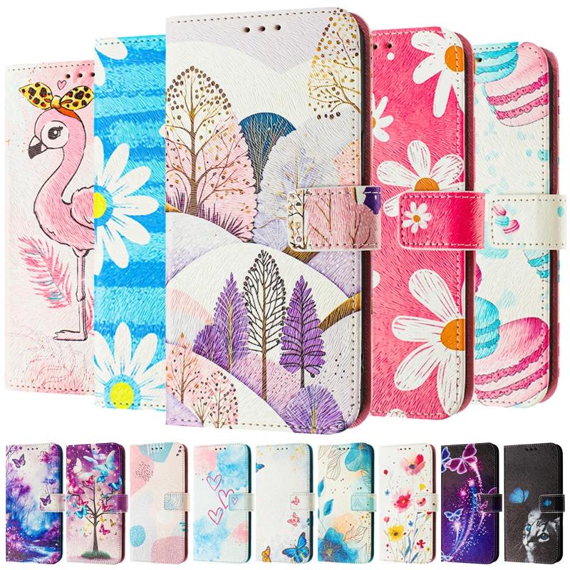 S10+ Leather Phone Case For Samsung Galaxy S10 Lite S9 S8 Plus S6 S7 Edge S10e Coque Flip Cover Wallet Magnetic Painted Cases