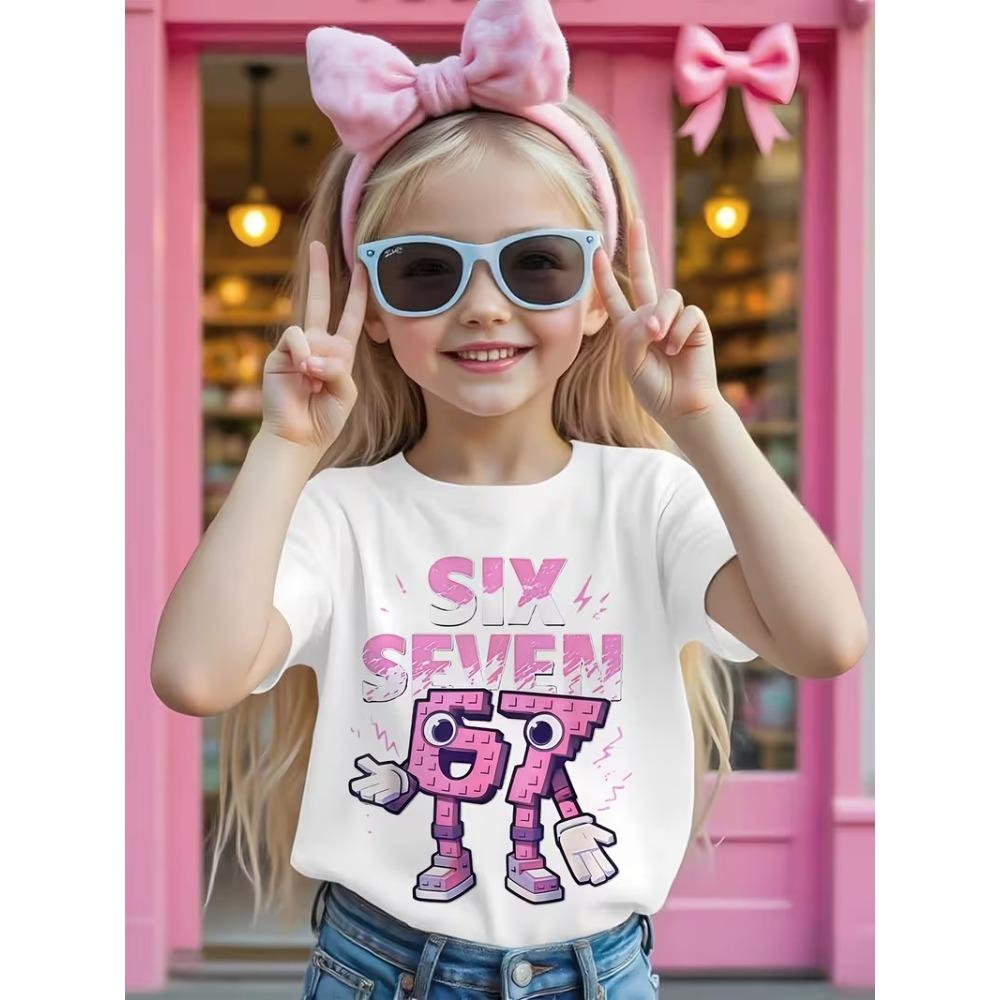 T-shirt da Donna Estiva Casual Moda Abbigliamento Donna 67 Six Seven Stampa Carina T-shirt a Maniche Corte alla Moda Top da Donna