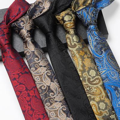 Men 6cm Slim Tie Polyester Korean Skinny Tie Formal Dress Leisure Paisley Neckties Wedding Party Gift