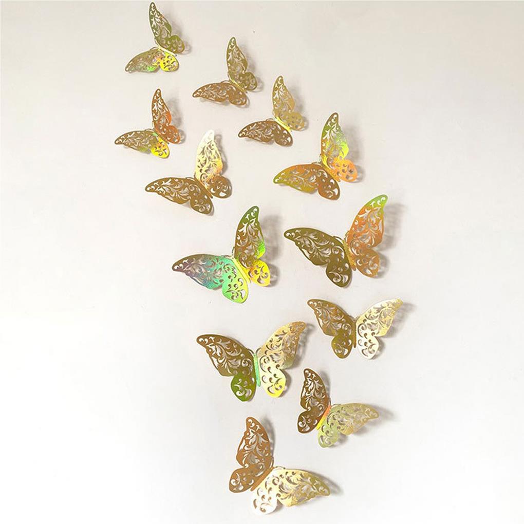 12 Pieces/Set Insect Shape Wall Sticker Hollow Decorative Glossy ulation Vivid Lifelike Home Festival Decal Ornament