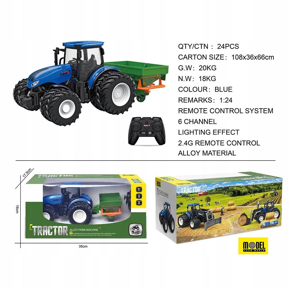 Remote Controlled Tractor Spreader Rubber Wheels Light Sound Blue