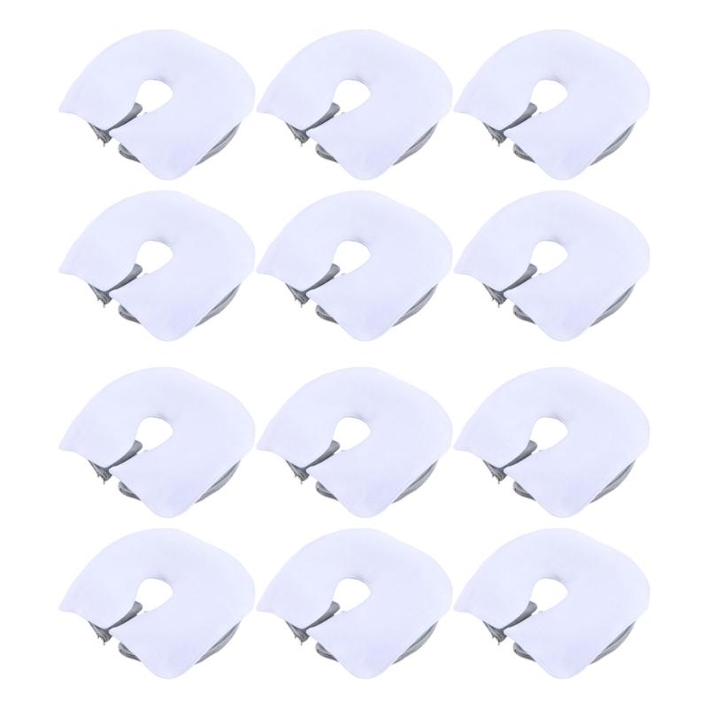 Towel Fabric Massage Headrest Cloths, 12-Piece Set Face Cradle Covers Open Center and Bound Edges for Routine Changing and Cleaning