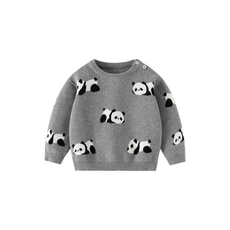 Baby Panda Knitwear for Boys and Girls, Kidsren's Fleece Sweater, Autumn and Winter Kidsren's Clothing, Boys and Girls Pure Cotton Knitwear, Red