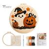 Holiday Gift for Craft Enthusiasts Halloween Punch Needle Kit, Pumpkin Ghost Kit with Complete Yarn Crafting Package Embroidery Hoop, Easy Art Project