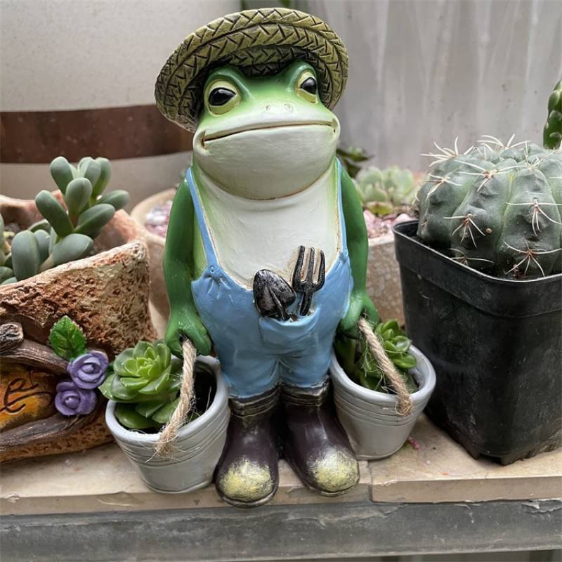 Cute Resin Frog Hanging Decor Miniature Garden Ornament For Office And Home Decor