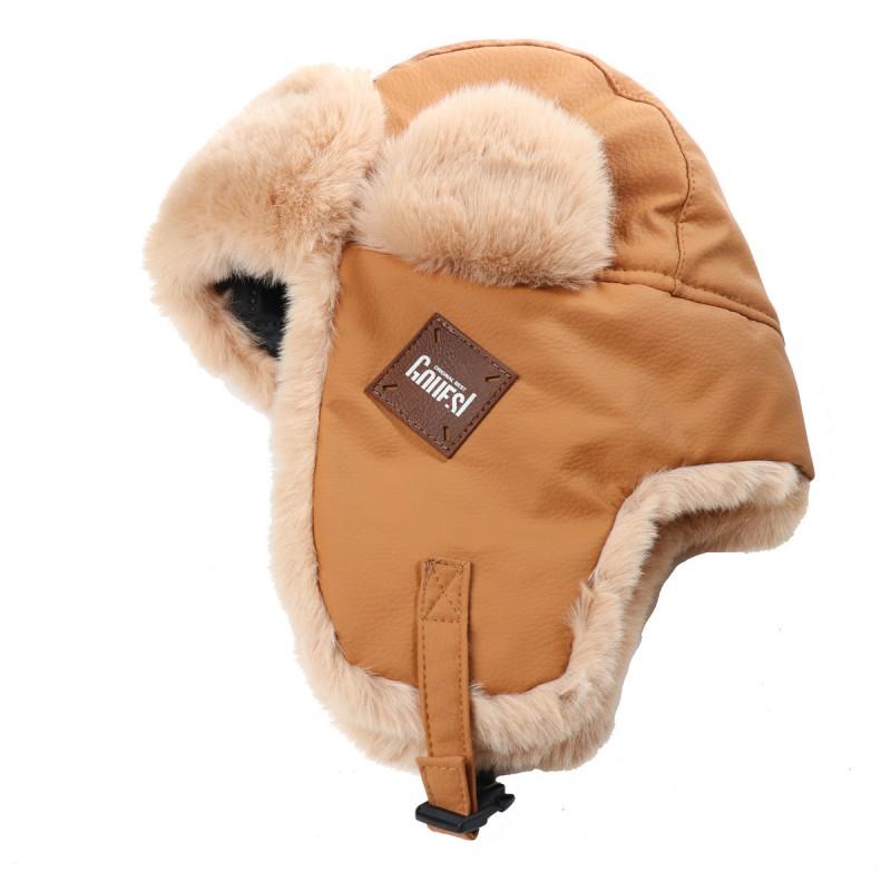 Unisex Vintage Leather Aviator Hat Winter Warm Fleece Lined Ear Protection Cap Motorcycle Riding Outdoor