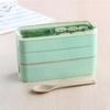 Three-Layer Wheat Straw Bento Box with Cutlery - Microwaveable Lunch Box for Students & Kids