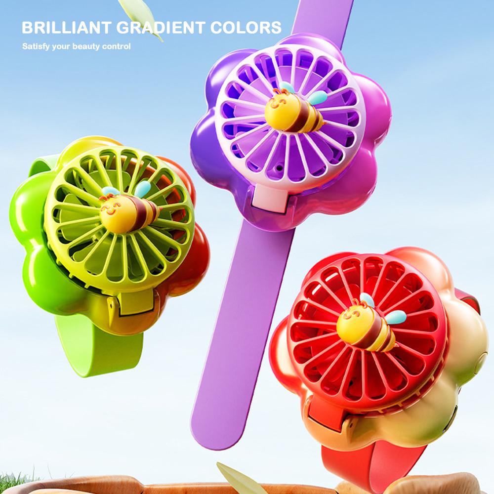 3 Wind Speeds Watch Fan Gradient Flowers USB Rechargeable Fan 2025 Handheld Fan Toy