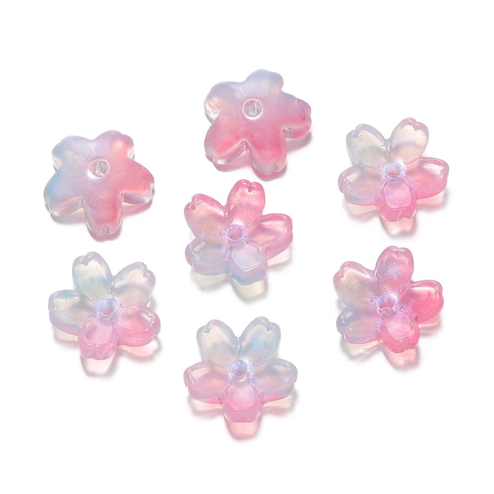 10Pcs/lot Glass Gradient Beads Cherry Blossom Scattered Beads Handcrafted DIY Production Jewelry Craft  Bracelet Accessories