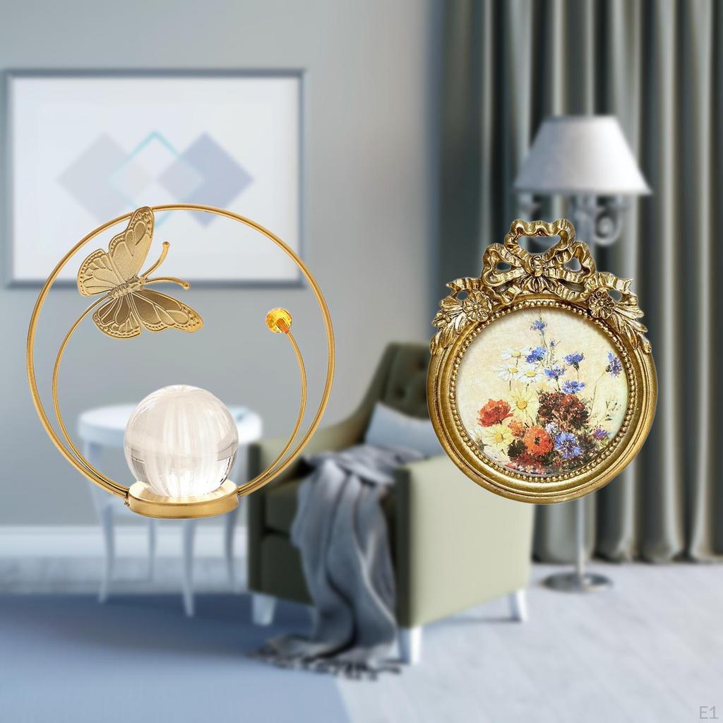 Antique Crystal Ball Sculpture Vintage Metal Figurine Ornate European Statue for Wedding Gift Ideas