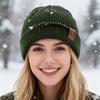 Knit Winter Hat Solid Color Fleece Lined Men Women Brimless Hat Cold Weather Outdoor Activities Breathable Hat