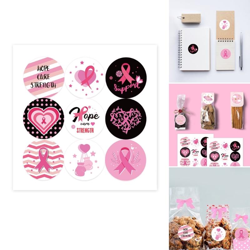 Pink Ribbon Awareness Sticker Decorative Sticker Breasts Cancer Awareness Labels for Event Gift Letter Package Sealing