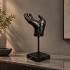 Resin Hand Statue with Base Antique Copper Finish Tabletop Figurine