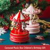 Caja de Música Carrusel de Madera - Regalo de Navidad y Cumpleaños para Niños, Adorno Creativo para el Hogar